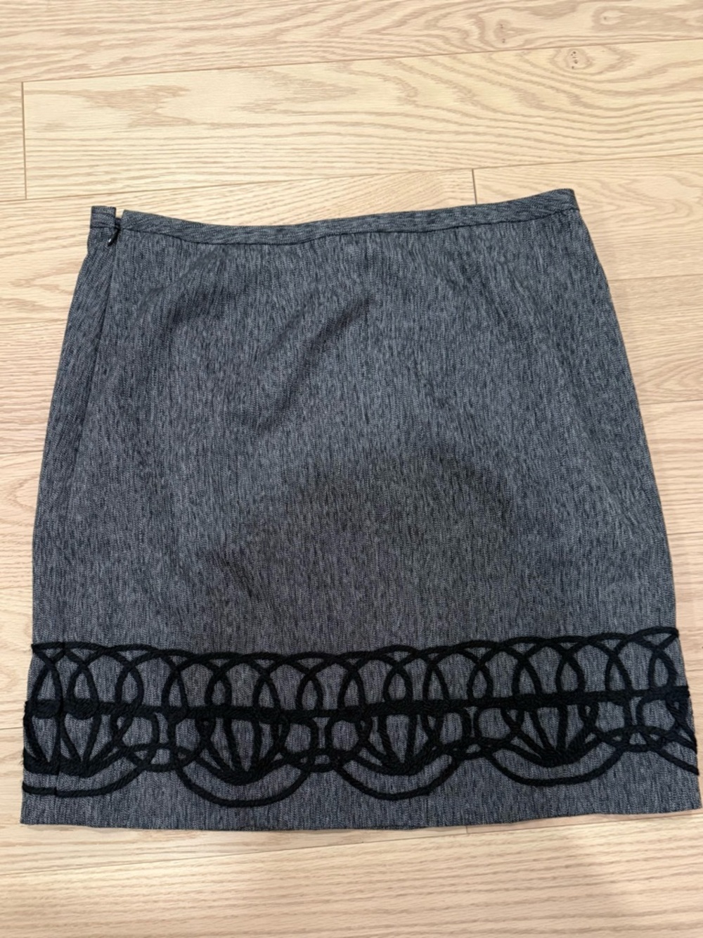 LOFT Gray Pencil Skirt with Black Decorative Trim